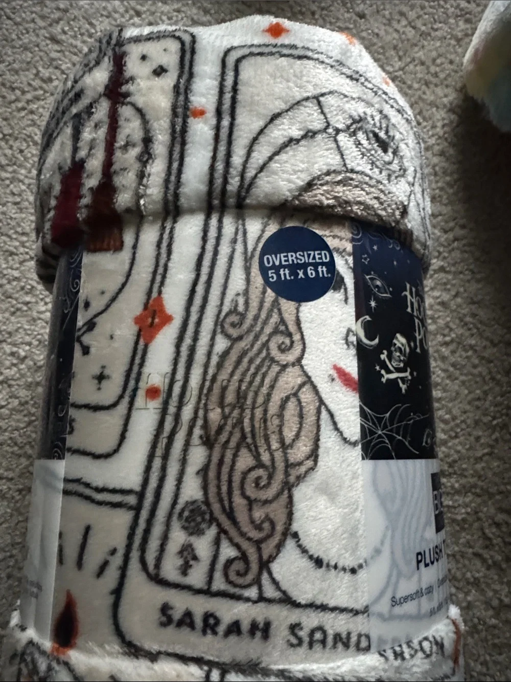 Disney Hocus Pocus Plush Throw - White, Black & Orange